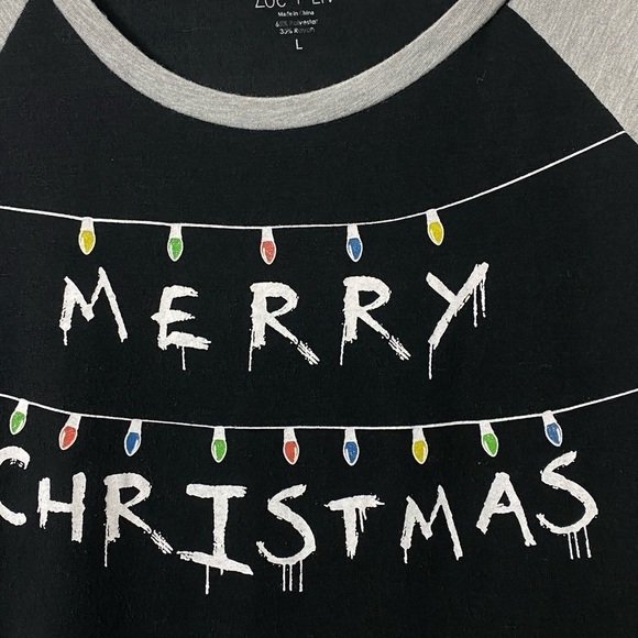Merry Christmas Zoe + Liv Black Grey Women Size Large - Picture 4 of 4
